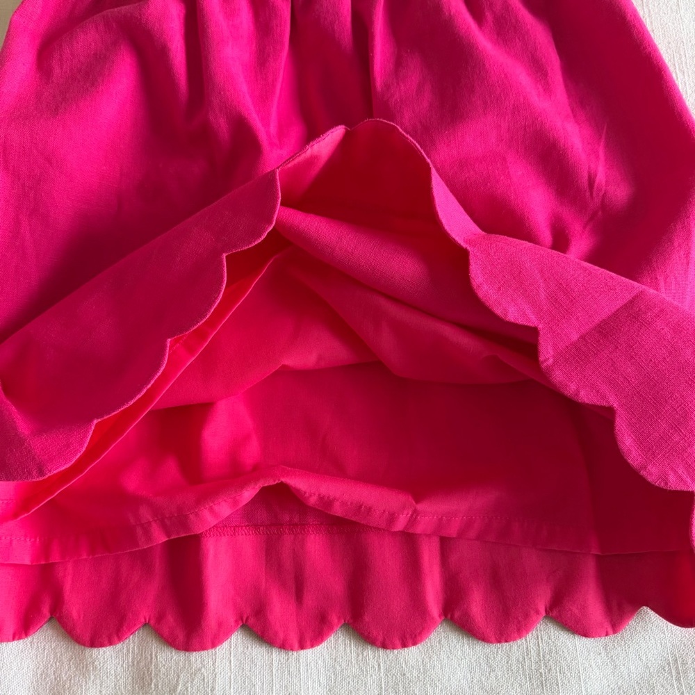 J Crew Skirt Womens 10 Scallop Hem Mini Linen Blend Lined Pockets Preppy NWT - Picture 4 of 10